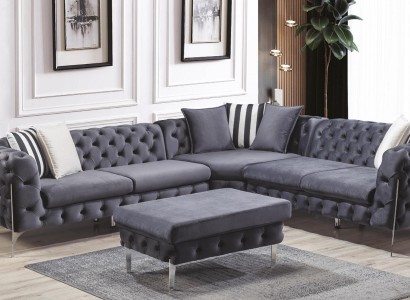 Табурет синего цвета для гостиной Chesterfield, элегантная мебель в итальянском стиле.