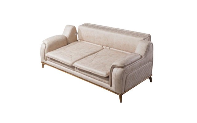 Sofa Beige 3 Sitzer Wohnzimmer Klassische Design Chesterfield Elegantes Stil Neu