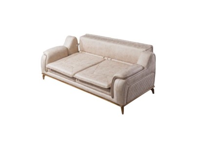 Sofa Beige 3 Sitzer Wohnzimmer Klassische Design Chesterfield Elegantes Stil Neu