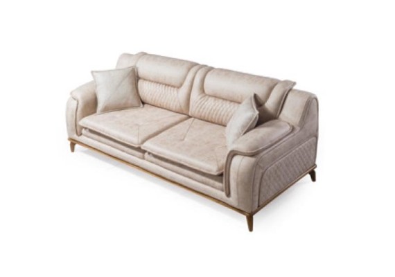 Sofa Beige 3 Sitzer Wohnzimmer Klassische Design Chesterfield Elegantes Stil Neu