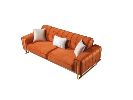 Sofa Orange 3 Sitzer Wohnzimmer Luxus Chesterfield Italienischer