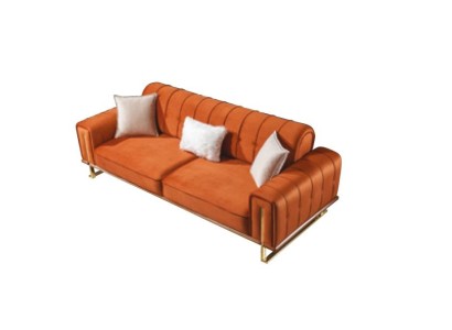 Sofa Orange 3 Sitzer Wohnzimmer Luxus Chesterfield Italienischer