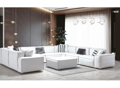 Ecksofa U-Form Weiß Wohnlandschaft Couch Polster Eckgarnitur Eckgarnitur Sofa