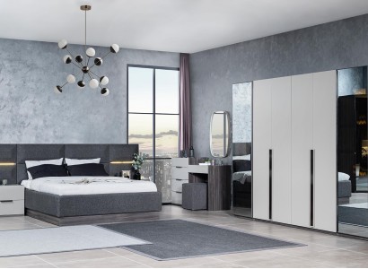 Schlafzimmer Кровать Тумбочки Шкаф Комод с зеркалом Набор мебели 5 предметов