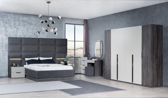 Спальня Кровать Тумбочка Шкаф Комод с зеркалом Мебельный гарнитур 5 предметов