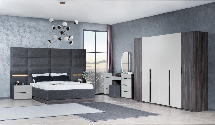 Спальня Кровать Тумбочка Шкаф Комод с зеркалом Набор мебели 5 предметов