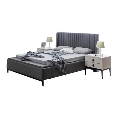 Серая спальня Кровать + 2x Прикроватные тумбы Тумбочки Кровати 3 предмета. Новое