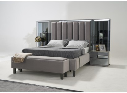 Набор спальни: кровать 2 шт., две тумбы, банкетка, двуспальная кровать, обивочная мебель, 4 предмета, новый