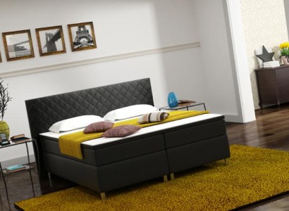 Кровать с бокс-пружинами Box Hotel с матрасом из виско и кожаным каркасом K3