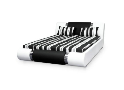 Кожаная кровать с изголовьем в 140/160/180x200 см, двойного дизайна, прошитая, сделано в ЕС.