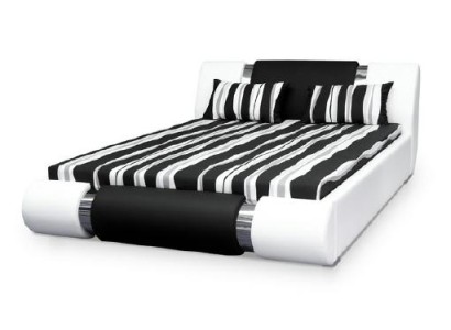 Кожаная кровать с изголовьем в 140/160/180x200 см, двойного дизайна, прошитая, сделано в ЕС.