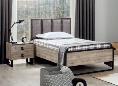 Loft Design Betten Schlafzimmer Bett Holz mit Polster Kopfteil Bettrahmen Neu  Дизайнерские кровати Лофт для спальни - деревянная кровать с мягкой спинкой и новой каркасом.