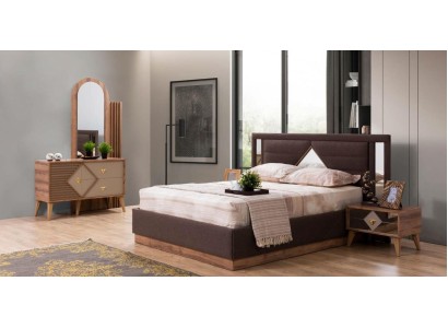 Набор мебели для спальни: кровать, комод, 2 прикроватные тумбочки, деревянная мебель в комплекте, 4 предмета.