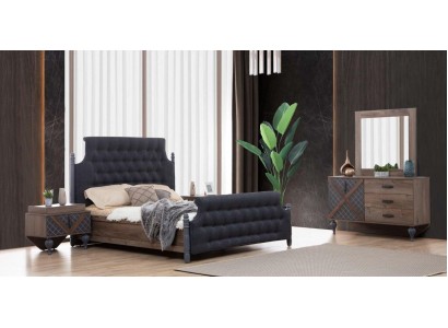 Кровать, тумбочка, комод с зеркалом. Спальня, 4 предмета. Набор Честерфилд.