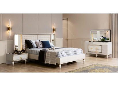 Кровать, комод, 2 ночных столика - набор мебели для спальни в современном стиле, роскошные новые кровати.