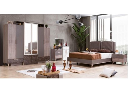 Спальня Кровать Тумбочка Шкаф-купе Комод Зеркало Роскошный 5 предметов