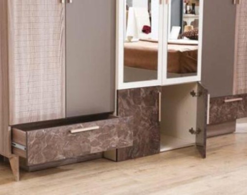 Спальня Кровать Тумбочка Шкаф-купе Комод Зеркало Роскошный 5 предметов