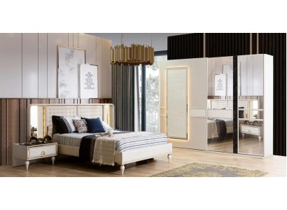 Спальня Лофт-кровать 2x Тумбочки Шкаф Комплект Мебели Дизайн 4шт