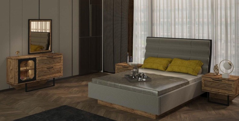 Лофт спальня кровать 2xтумбочки шкаф роскошный комплект дизайна мебели новый