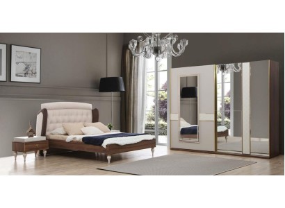 Кровать спальни дизайн мебель роскошь 2 прикроватные тумбы 4-х дверный шкаф