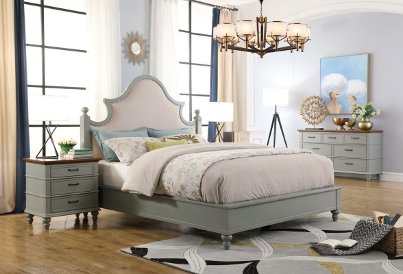 Дизайнерский роскошный спальный гарнитур с кроватью, двумя тумбочками и комодом для гостиничных кроватей.