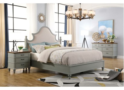 Дизайнерский роскошный спальный гарнитур с кроватью, двумя тумбочками и комодом для гостиничных кроватей.