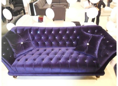 Chesterfield 3-Sitzer Elegante Sofas Textilsofa Luxus Blaues Sofa