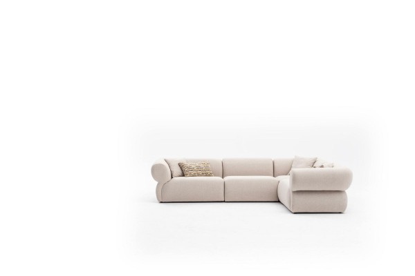 Sofa L-Form Beige Polstersofa Wohnzimmer Möbel Textil Modern Stil