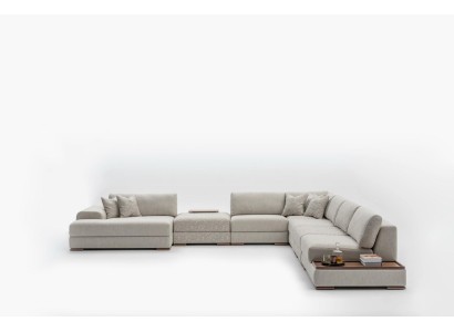 Ecksofa U-Form Möbel Wohnlandschaft Design Grau Polstersofa Eckgarnitur