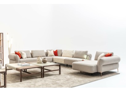 Ecksofa U- Form Beige Luxus Wohnzimmer Modern Polstersofa Neu