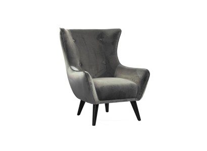 Кресло-бархатец из полиэстера для гостиной серого цвета в современном стиле.