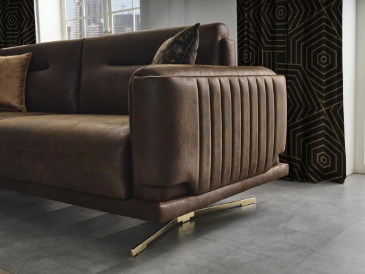 Sofagarnitur Комплект Диван 431 Кресло для сидения Кожзам Браун Набор 3 шт