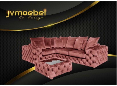 Ecksofa Sofa Couch Polster Eckgarnitur L Form Couchtisch Textil Wohnlandschaft