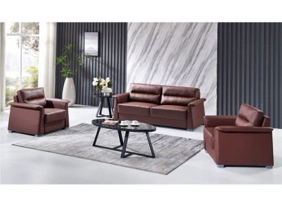 Sofa Couch Polster Leder Couchen Polster Garnitur 3+1+1 Sitzer Büro Möbel Set