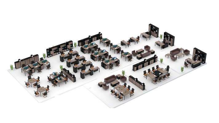 Офисный набор Полный офис Угловой письменный стол Шкафы для документов 2 шт. с кабель-каналом