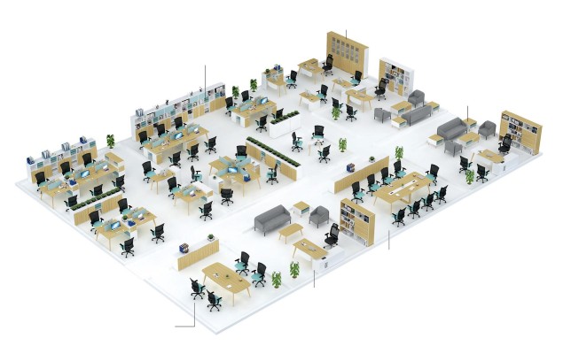 Офисная мебель 2 предмета. Набор из стола для шефа и стеллажа с актовками.