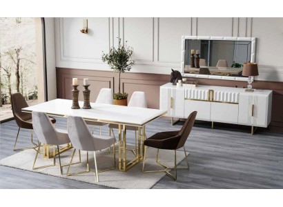 Esstisch Esszimmer Tisch Italienischer Stil Luxuriös Tische Weiß Gold