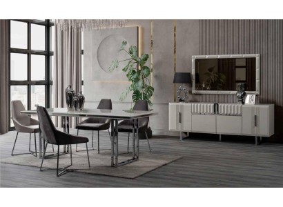 Esstisch Tisch Möbel Essgarnitur Set Sideboard Tisch 4x Stuhl 6tlg.