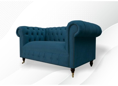 Sofa 2 Sitzer Sitz Klassische Chesterfield Blau Sofas Couchen Polster