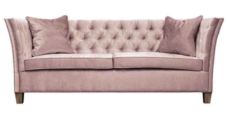 Sofa Beige Chesterfield Dreisitzer Polster Möbel Hotel Praxis Wohnzimmer