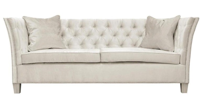 Sofa Beige Chesterfield Dreisitzer Polster Möbel Hotel Praxis Wohnzimmer