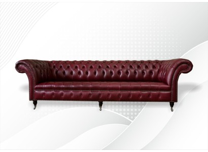 Rote Big Sofa Couch Chesterfield 265cm XXL Polster Sofas 4er Leder Textil Neu