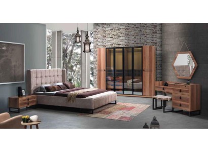 Комплект спальни 5 предметов. Роскошная кровать, 2 прикроватные тумбы, комод, шкаф. Новое дерево.