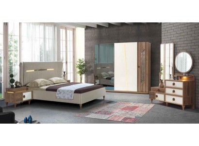 Дизайн спальни 5 предметов. Набор кровать двуспальная тумбочки комод шкаф полный