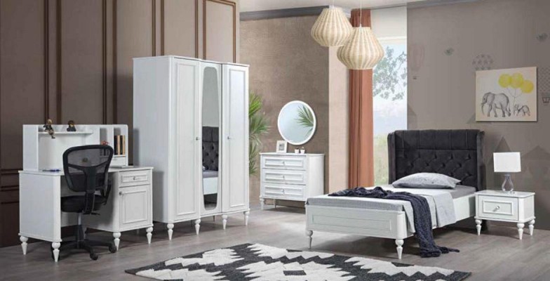 Современная элегантность: Белый комплект мебели для спальни на изящных ножках