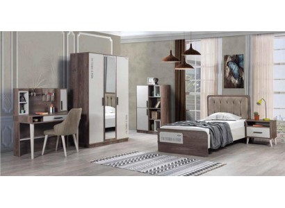 Набор для детской комнаты - шкаф, кровать, прикроватная тумбочка, стол (5 предметов).