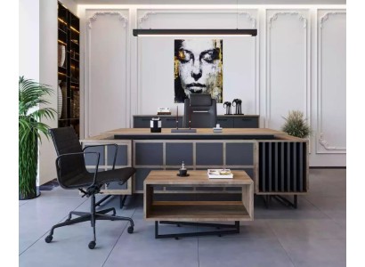 Современный комплект дизайнерской мебели для офиса руководителя из 3 элементов