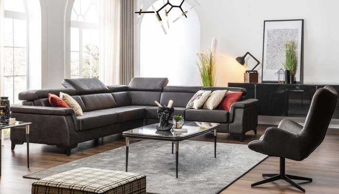 Диван угловой L-образной формы, кресло, мебель с функцией кровати, черного цвета, новая.