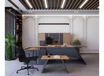 Роскошная мебель для офиса. Письменный стол, журнальный столик, шкаф для документов. Набор из 3 предметов.