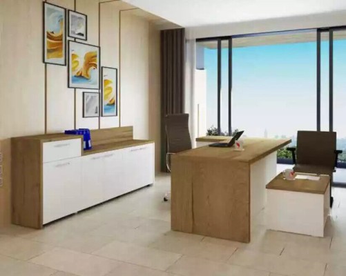 Офисный современный набор Угловой письменный стол Коричневый журнальный стол Шкаф для документов из 3 предметов.